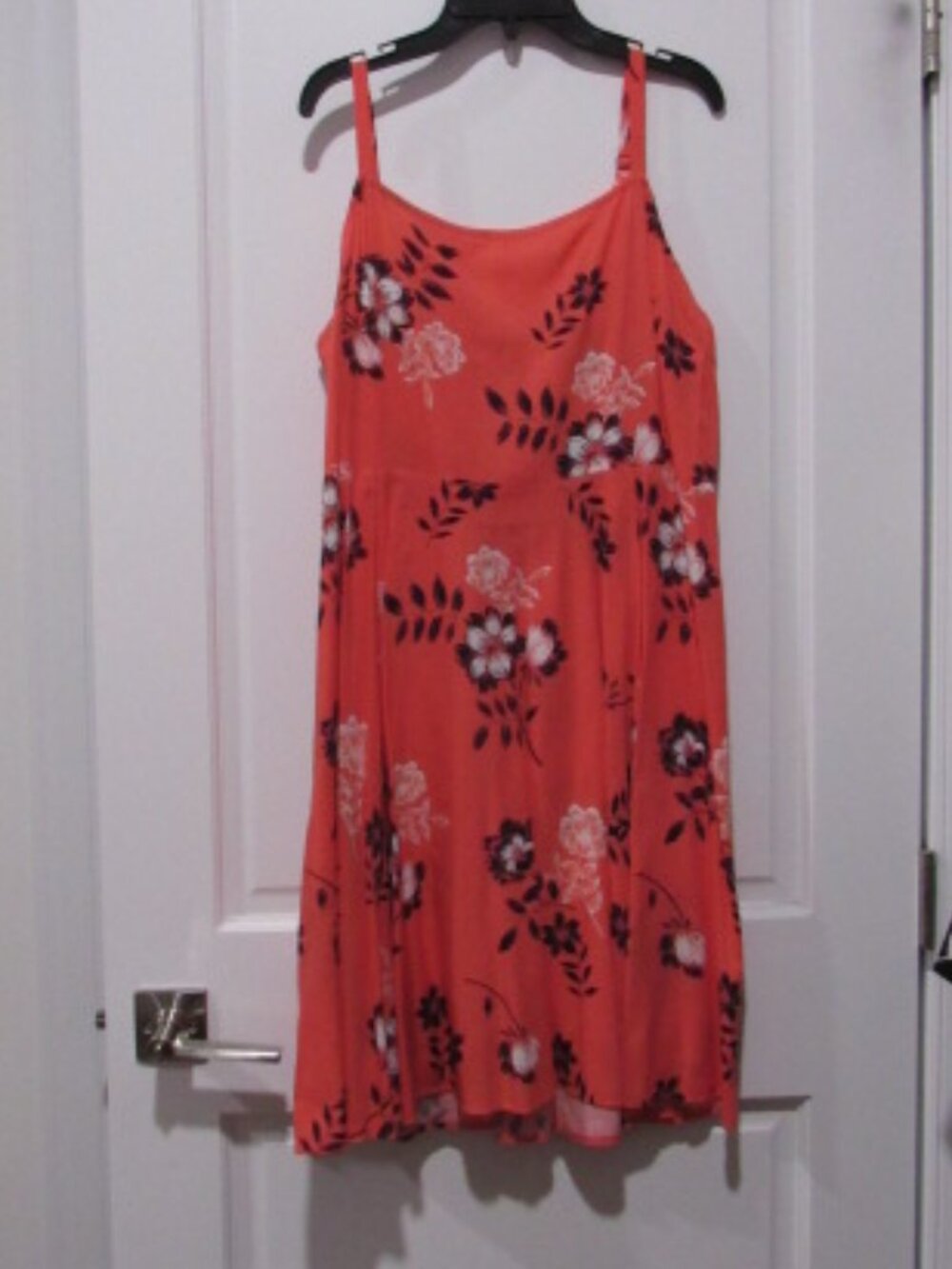 Gap Summer Dress Coral with Navy and White Flowers L NWT